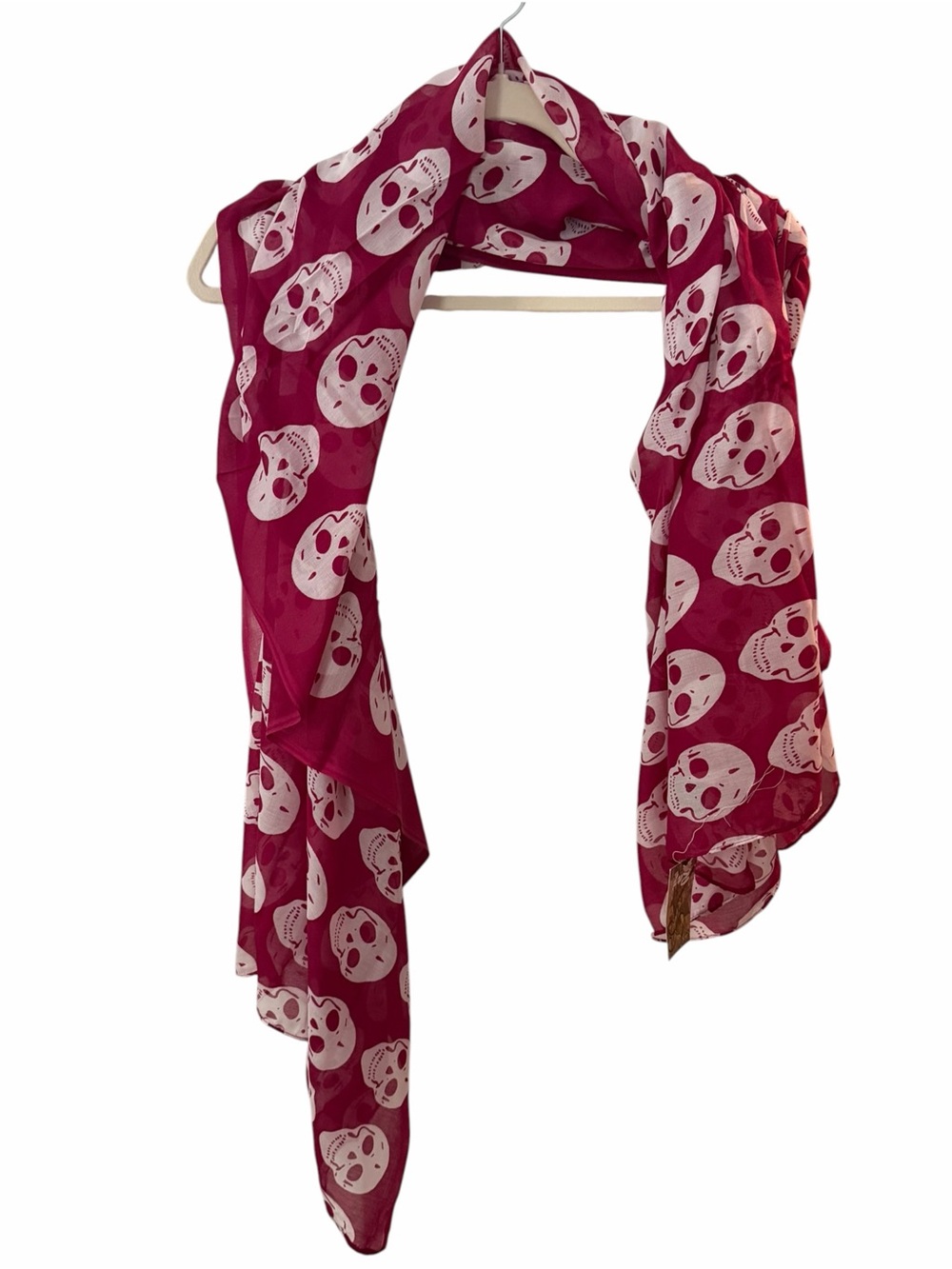 Raj Magenta Skull Print Oversized Cotton Scarf Wrap NWT 70x38